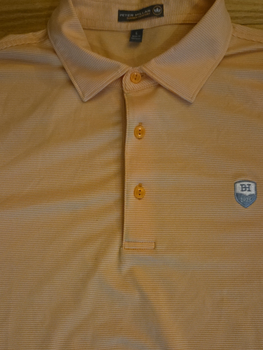 Title: NWOT Peter Millar Summer Comfort Orange Micro-Stripe Polo Shirt Men's L